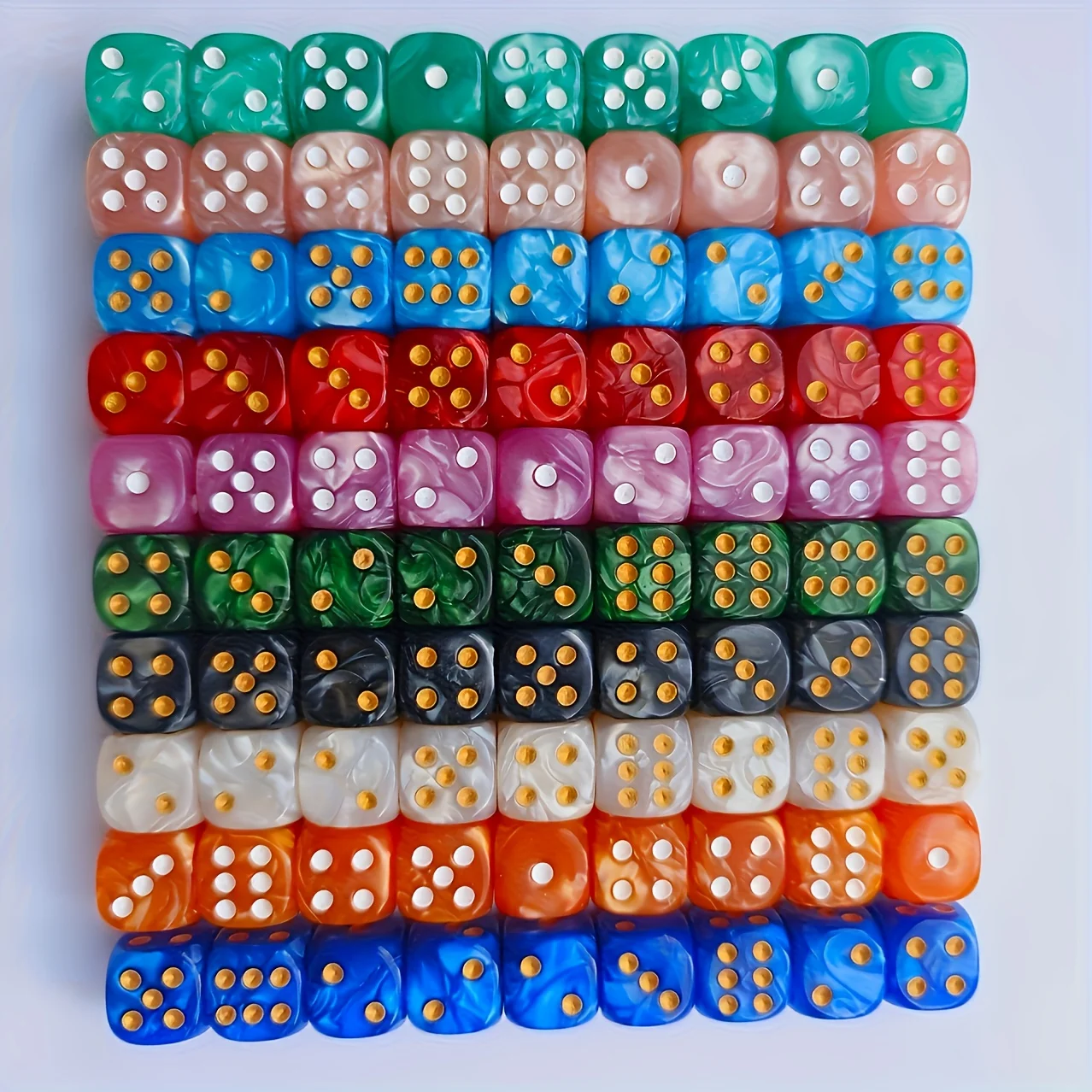 10Pcs 12mm Pearl Swirl D6 Dice - Board Game Live review and price
